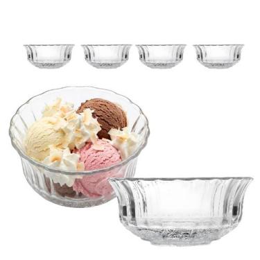 Imagem de Jogo 4 Tigela De Vidro Redonda Sobremesa Saladeira Fruta Travessa 270m
