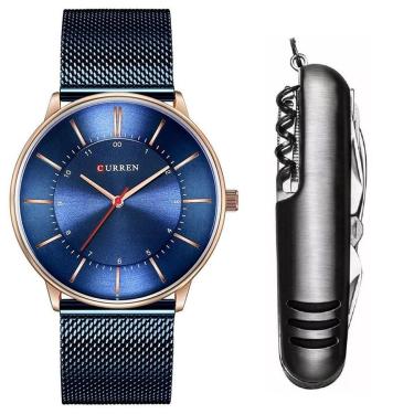 Imagem de Relógio Masculino Curren Metálico Ultra Fino + Acessório-Masculino