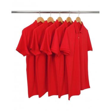 Imagem de Kit 5 Camisas Gola Polo Piquet Masculinas Lisa-Masculino