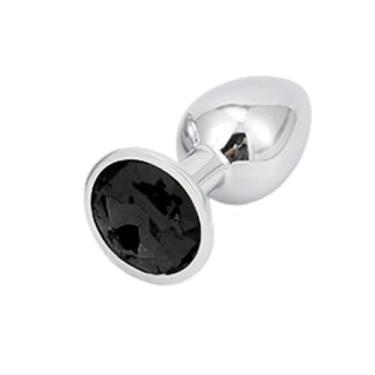 Imagem de Plug Anal De Metal Com Pedra Brilhante Médio Penetrável Plug Anal Luxo Higiênico PL007M (PRETO)