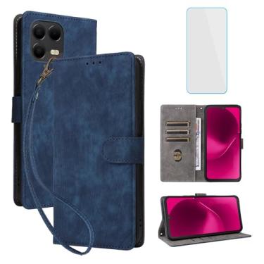 Imagem de IUQXU Capa carteira para celular T-Mobile Revvl 8 Pro com protetor de tela [bloqueio de RFID] couro flip porta-cartões com suporte para celular feminino e masculino para T Mobile Revvl8 Pro TMobile