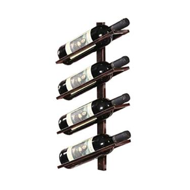 Imagem de Rack de vinho montado na parede, suporte de garrafa 4/6/8, rack de exibição de armazenamento de garrafa de vinho, rack de vinho suspenso vertical para bar, adega, cozinha, metal bronze (tamanho