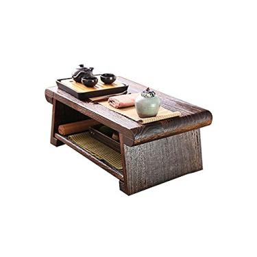 Imagem de Mesa de centro dobrável minimalista compacta tatami mesa de chá de madeira para sala de estar
