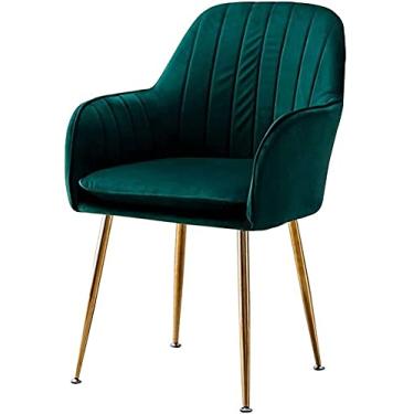 Imagem de Pernas de metal, cadeiras de sala de estar, arte de unhas, maquiagem para casa, cadeira de vestir, design moderno, cadeira de jantar, encosto (cor: verde, tamanho: pernas douradas)