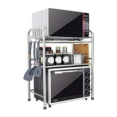 Imagem de Suporte de micro-ondas de 3 níveis, suporte de micro-ondas de aço inoxidável, prateleira de micro-ondas para cozinha, restaurante, lavanderia, impressora, suporte (A 40 cm)