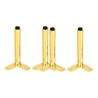 Imagem de Conjunto de 4 pernas de metal para móveis, pés cilíndricos de ferro fundido, pernas de mesa de escritório ajustáveis, metal resistente, design industrial, ajustável: 1 cm, peso do rolamento: 1000 kg