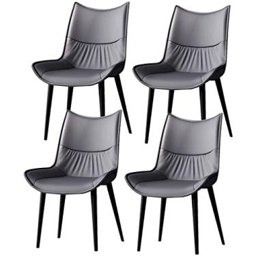 Imagem de Conjunto de 4 cadeiras de jantar, cadeiras de recepção de escritório, cadeiras de jantar de negócios, cadeiras de jantar com encosto de almofada de poliuretano, cadeiras laterais de sala de estar de