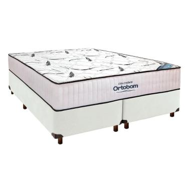 Imagem de Cama Box Perola + Colchão Queen High Foam Ortobom