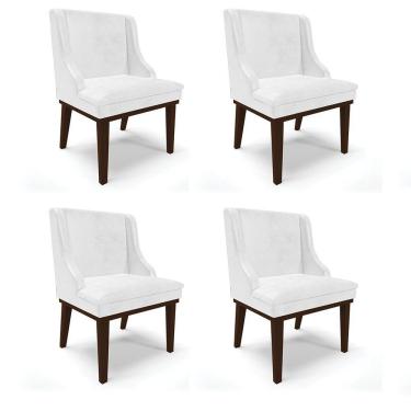 Imagem de Kit 04 Cadeiras De Jantar Corano Branco Base Madeira