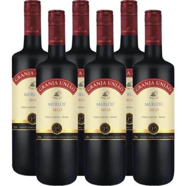 Imagem de Vinho Tinto Seco Merlot Granja União 750ml Vinicula Garibaldi Kit 6un