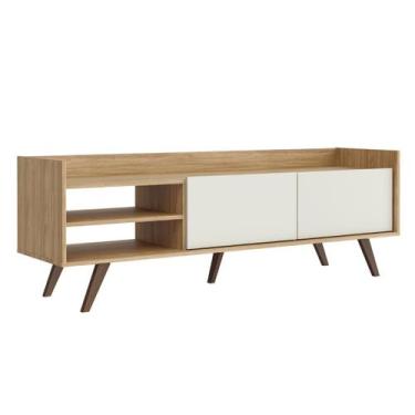 Imagem de Rack Bancada Retrô com 2 Gavetas Mel/Off White RT3110 Movelbento