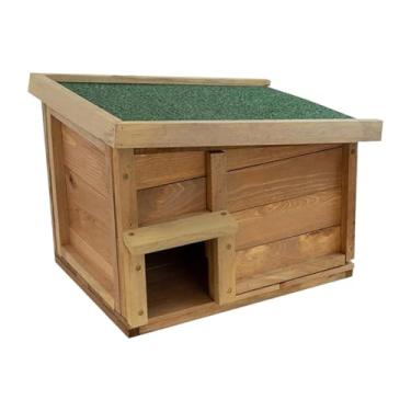 Imagem de Fenteer Casa de madeira para ouriço, habitat de nidificação, móveis de brincar, casa de hamster, abrigo para pequenos animais, ouriço, chinchila,