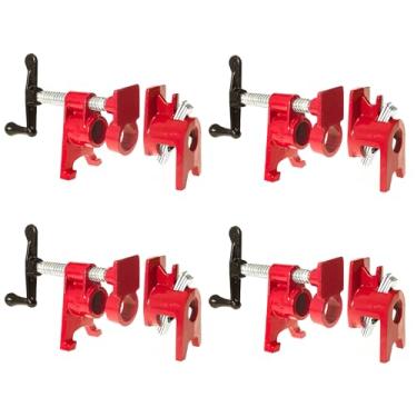 Imagem de IVWNNN Pacote com 4 braçadeiras de tubo de 3/10.2 cm para marcenaria com design de pé conjunto de braçadeira de tubo de colagem de madeira, ferro fundido resistente para marcenaria, carpintaria