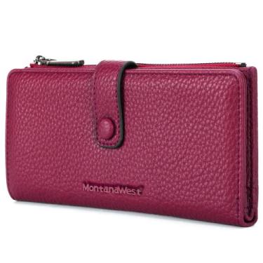 Imagem de Billetera Montana West larga bifold para mujer con bloqueo RFID y crem