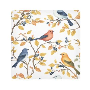 Imagem de SEHANY Saco de maquiagem de pano autoadesivo colorido flores primavera pássaro mágico protetor portátil para lente de câmera envoltório cosmético, bolsa de maquiagem aberta para mulheres, itens