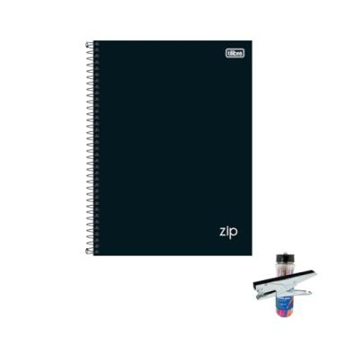 Imagem de Kit Caderno Universitário Capa Dura Zip Preto 10 Matérias + Caneta Esferográfica + Grampeador Alicate