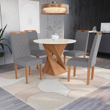 Imagem de Conjunto Sala De Jantar Luna Kappesberg 4 Cadeiras Veludo Titanio
