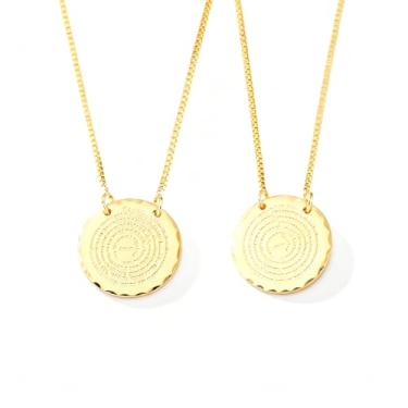 Imagem de Escapulário Feminino Oração Pai Nosso Medalhinha Cordão Veneziana Banhado a Ouro 18k Antialérgico