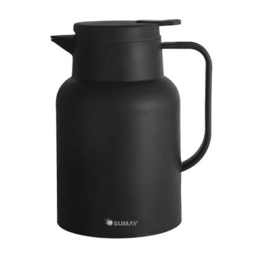 Imagem de Garrafa Térmica 1L Preta Ampola Vidro - Quente e Frio Veneza SM-GTVPR 