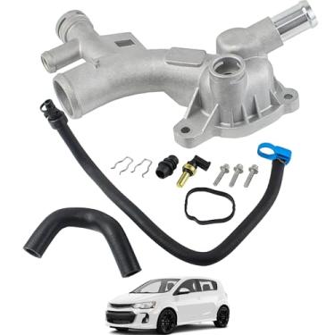 Imagem de YzusGomumu Kit de alojamento de termostato e mangueira de alumínio para saída de água do motor compatível com Chevy Cruze Limited 2011-2021 Sonic Trax Buick Encore 1.4L L4 substitui # 25193922 902-846