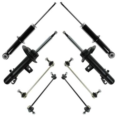 Imagem de TRQ Conjunto de amortecedor dianteiro traseiro com amortecedor de barra oscilante, kit de suspensão 8 peças para Mini Cooper 2002-2006