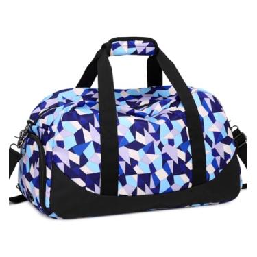 Imagem de Bolsa de ginástica esportiva, bolsa esportiva de viagem, bolsa de ombro de fim de semana para meninas e mulheres, Blue