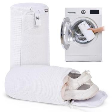 Imagem de EPSCY Saco de roupa para sapatos para lavadora e secadora, branco, pacote com 2, reutilizável com zíper