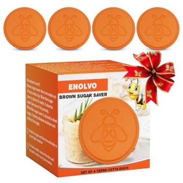 Imagem de ENOLVO Abelha de Açúcar Mascavo - Protetor de Açúcar Mascavo de Terracota, Disco de Açúcar Mascavo para Manter A Umidade Dos Alimentos, Pedra Amaciante de Açúcar Mascavo, Hidrostone Umidificador (Caix