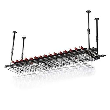 Imagem de APUM Unidade de bar prateleiras flutuantes prateleira de parede, suporte de garrafa de vinho, prateleiras de vinho de teto, rack de armazenamento ajustável, prateleiras multifuncionais