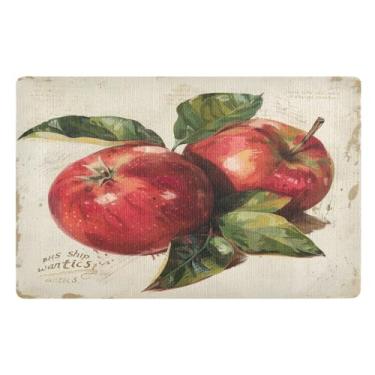 Imagem de STAYTOP Capacho vintage maçãs externas 81 x 50 cm, tapete de boas-vindas para ambientes internos, tapetes de banho fofos, capacho frontal antiderrapante para entrada, pátio, áreas de alto tráfego