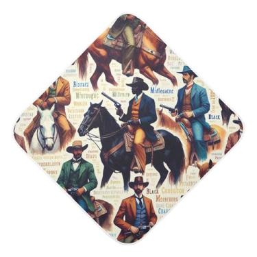 Imagem de Burbuja Toalha de banho de bebê Western Cowboys - Toalha com capuz de musselina macia e absorvente para recém-nascidos, 76 x 76 cm