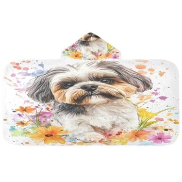 Imagem de Burbuja Linda toalha de banho colorida com capuz para crianças, toalha de praia de pelúcia macia absorvente para meninas e meninos 3-10 anos, 61 x 127 cm