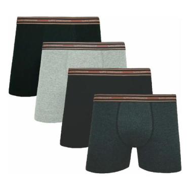 Imagem de Kit Com 4 Cuecas Boxer Masculina Algodão com Elastano Lupo, G, Cinza m
