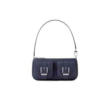 Imagem de Michael Kors Zoe pequena bolsa conversível, ferragens prateadas/couro granulado/azul social