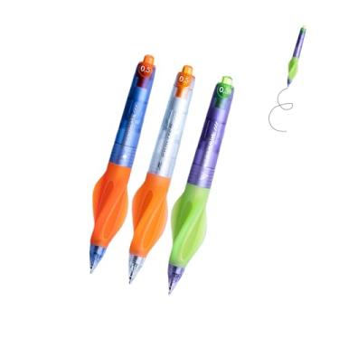 Imagem de GZBABY Canetas de gel fofas, 3 peças, caneta esferográfica retrátil com aderência macia, 0,5 mm, tinta preta, correção da postura da escrita (Cyberpunk)