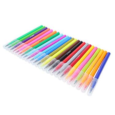 Imagem de Conjunto de marcadores de arte 12 18 24 36 48 cores Ponta macia Escova Canetas vibrantes, laváveis, não tóxicos e seguros, materiais de pintura para crianças, estudantes, (24)