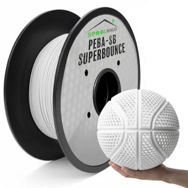 Imagem de Filamento PEBA Filamento Flexível de Alta Rebote Super TPU Resistência à Base de Nylon 1,75 mm 78% Retorno de Energia Bouncy Airless Basquete Leve Impressora 3D Filamento SpoolHaus Superbounce (Branco
