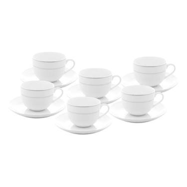 Imagem de Conjunto C/ 6 Xicaras E 6 Pires Para Café Porcelana Wolff Cor Branco F