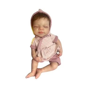 Imagem de Boneca Reborn Menina Lavável De 33cm Corpo Inteiro Em Silicone Cabelo 