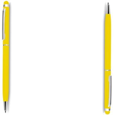 Imagem de Caneta Esferográfica Retrátil com Ponta Touch, Corpo Emborrachado, Escrita Azul, 0.5mm, Material Plástico, Ambidestra (Kit 2 Amarelo)