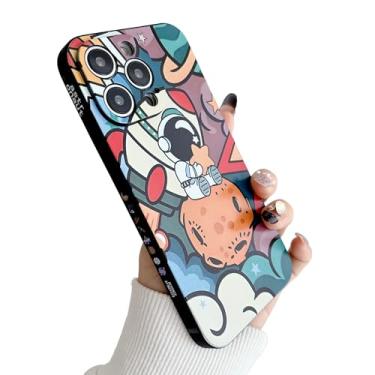 Imagem de Yonds Queen Capa fofa para iPhone 11 Pro Max, desenho animado astronauta, planeta, espaço, pintura, design elegante, macio, amortecedor, à prova de choque, antiderrapante, capa moderna (iPhone 11 Pro