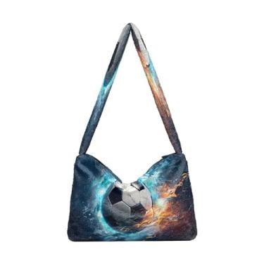 Imagem de GAIGEO Green Plants Bolsas de ombro femininas, bolsas médias para mulheres, bolsas de outono, Bola de futebol flutuante e coberta de água-1, One Size