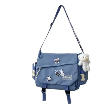 Imagem de Bolsa Transversal de Nylon Casual com Grande Capacidade Messenger Ombro Kawaii Japonesa Harajuku Tooling Wind Tendência Rua Cinto Único Abertura Zíper Costura Carro Macia