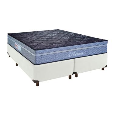 Imagem de Cama Box Branco Queen + Colchão Molas Ensacadas Petrus Paropas