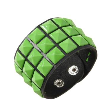 Imagem de Pulseiras de emo cravejadas punk gótico grunge acessórios de cena opções coloridas de dopamina para mulheres e homens anos 80, Verde, tamanho �nico