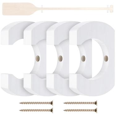 Imagem de DaisyInner 4 peças de suporte de remo de caiaque, suporte de remo de caiaque para pendurar remo para decoração de parede, suporte de armazenamento de remo, acessórios de tábua de madeira para canoa