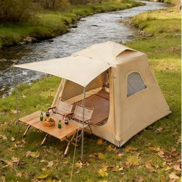 Imagem de HipierFx Barraca inflável de acampamento com bomba para 4 pessoas fácil de montar casa de glamping com malha impermeável para família barracas de sopro de ar