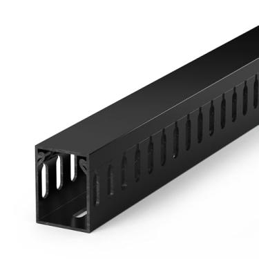 Imagem de ZhiYo Raceway de cabos de 1,6 x L 1,5 cm, organizador de cabos sob a mesa, 2 m (2 x C 3 metros), organizador de cabos de PVC seguro para rede, PC/TVs, duto de fio preto