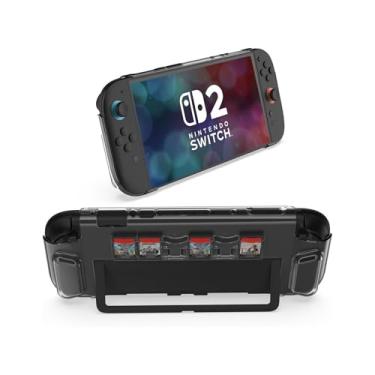 Imagem de AriKroii Capa compatível com Nintendo Switch 2, capa transparente para acessórios Nintendo Switch 2 com absorção de choque e antiarranhões, armazenamento para 6 jogos