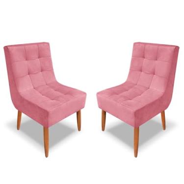 Imagem de Kit Cadeira Estofada Decorativa Para Sala de Jantar Quarto Penteadeira Quarto (rosa)